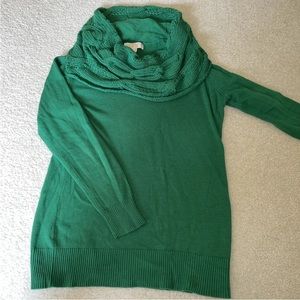 Michael Kors Women’s Medium Green Pullover Sweater With Cable-knit Neckline